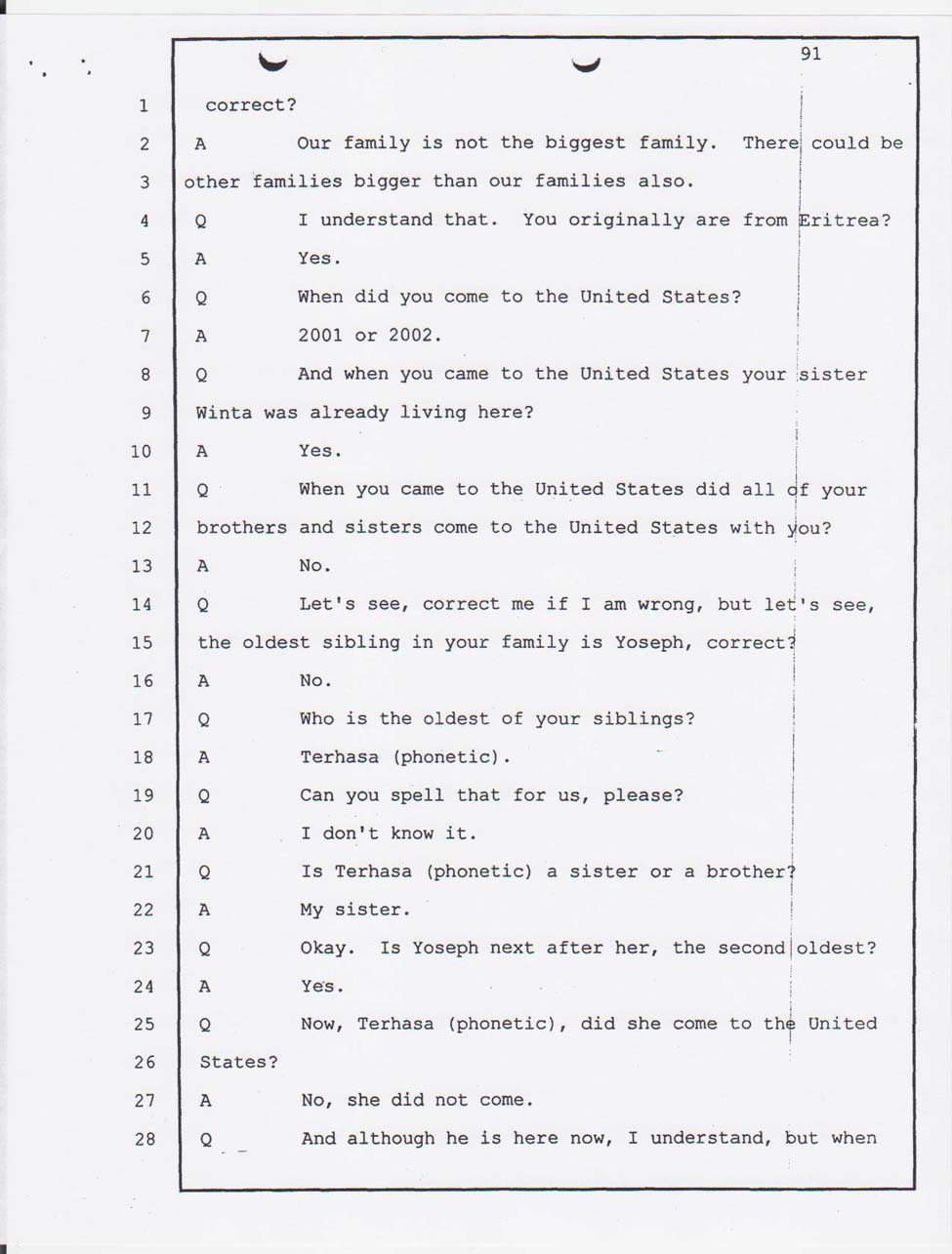 Angesom's court testimony Jan. 23, 2008 