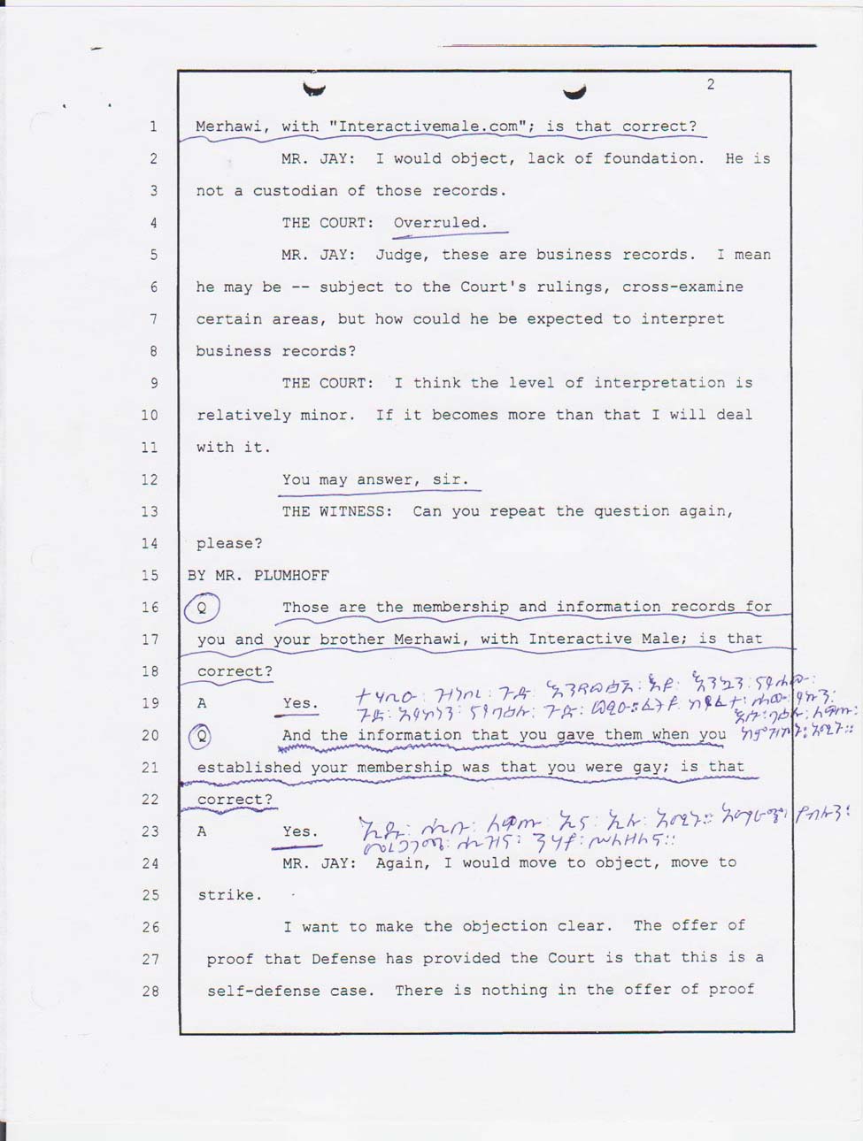 Angesom Mehari's court testimony January 24, 2008  page 2