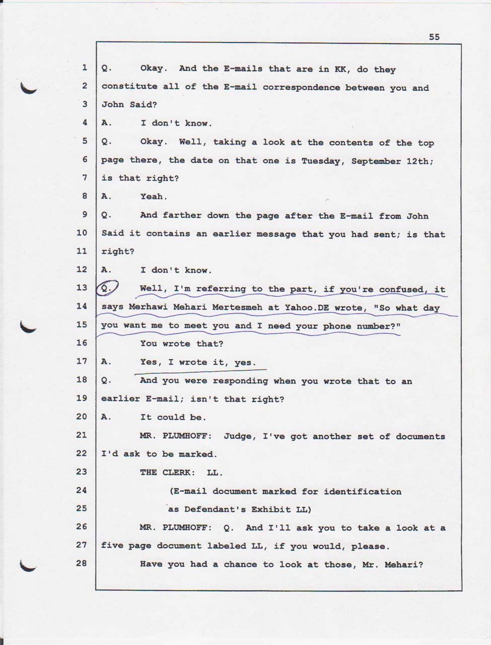 Merhawi Mehari's court testimony February 01, 2008, page 55