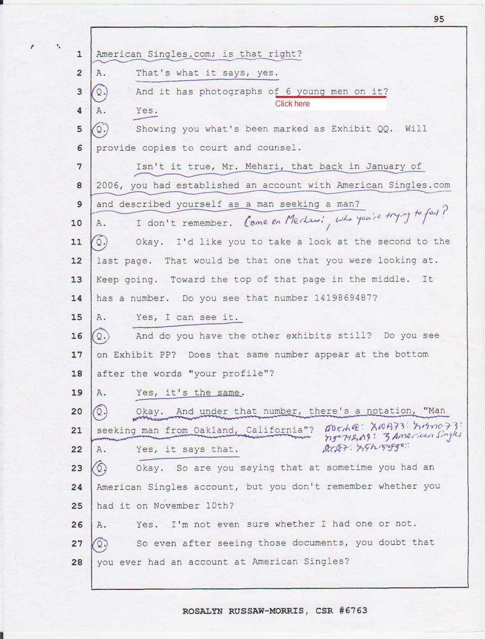 Merhawi Mehari's court testimony February 27, 2008, page 95
