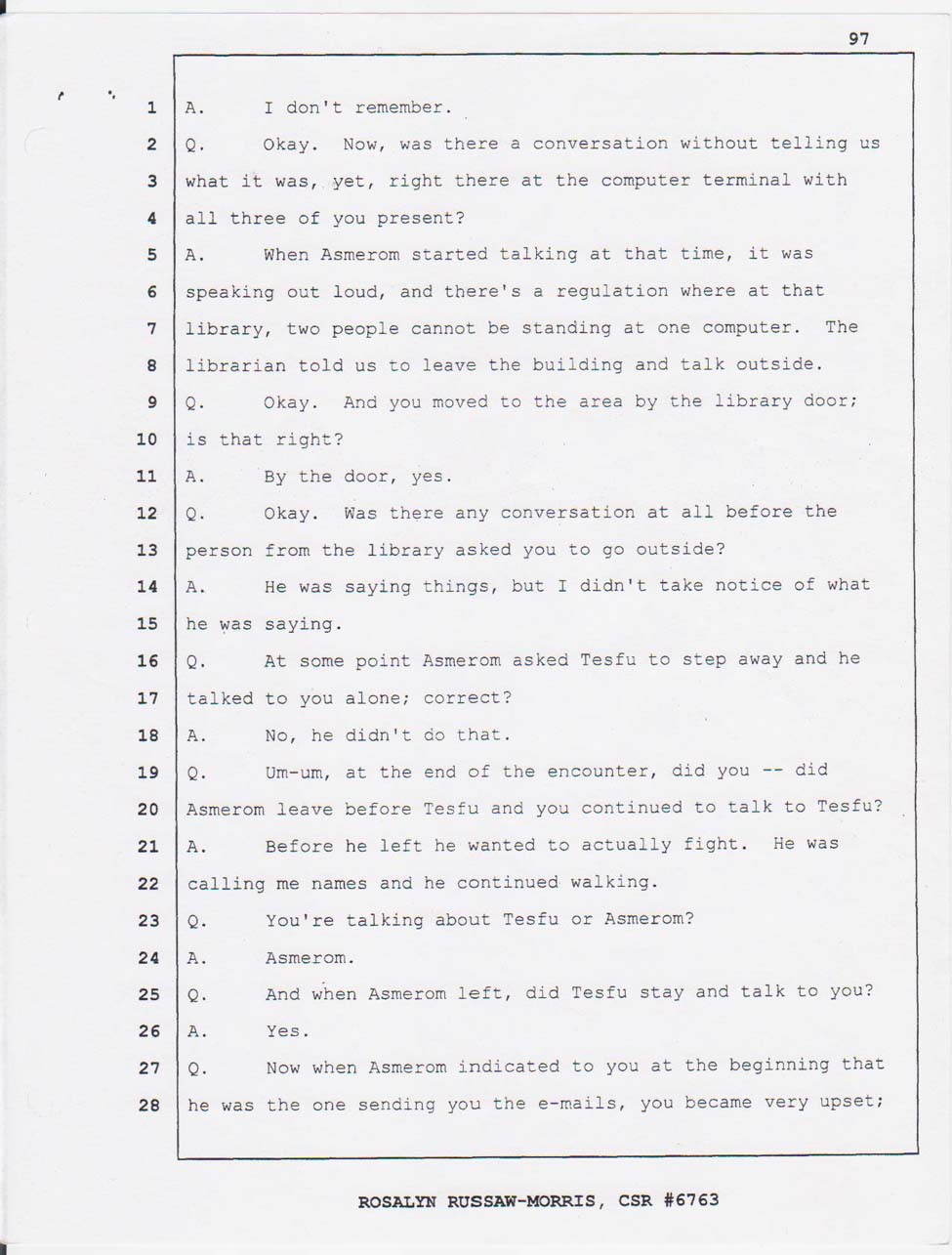 Merhawi Mehari's court testimony Feb. 27, 2008