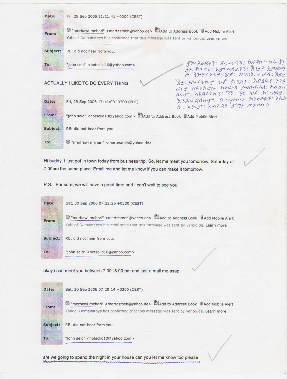 Merhawi's email correspondance with John Said (Asmerom).