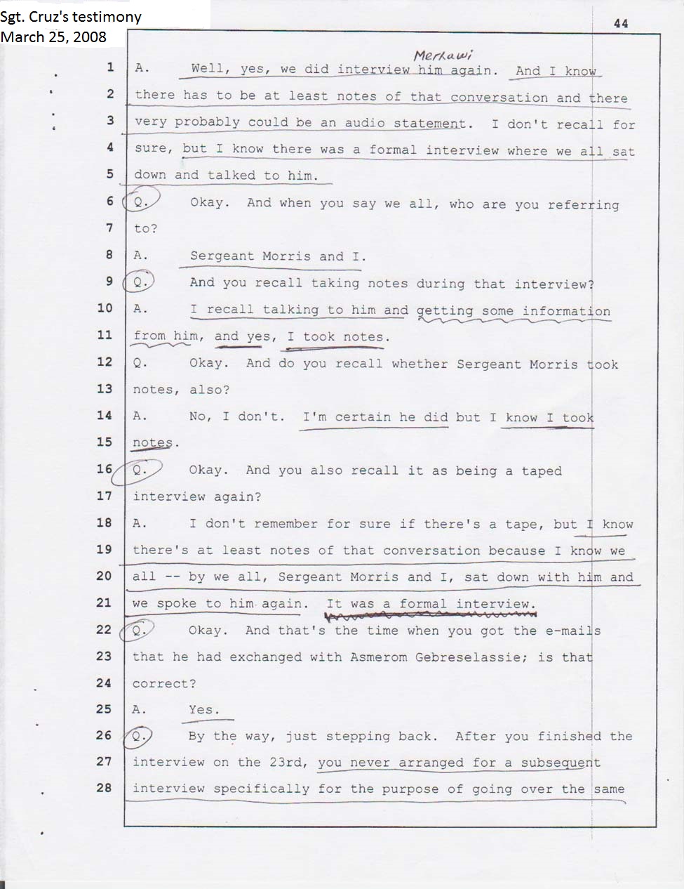 Sgt. Cruz's testimony March 25 2008