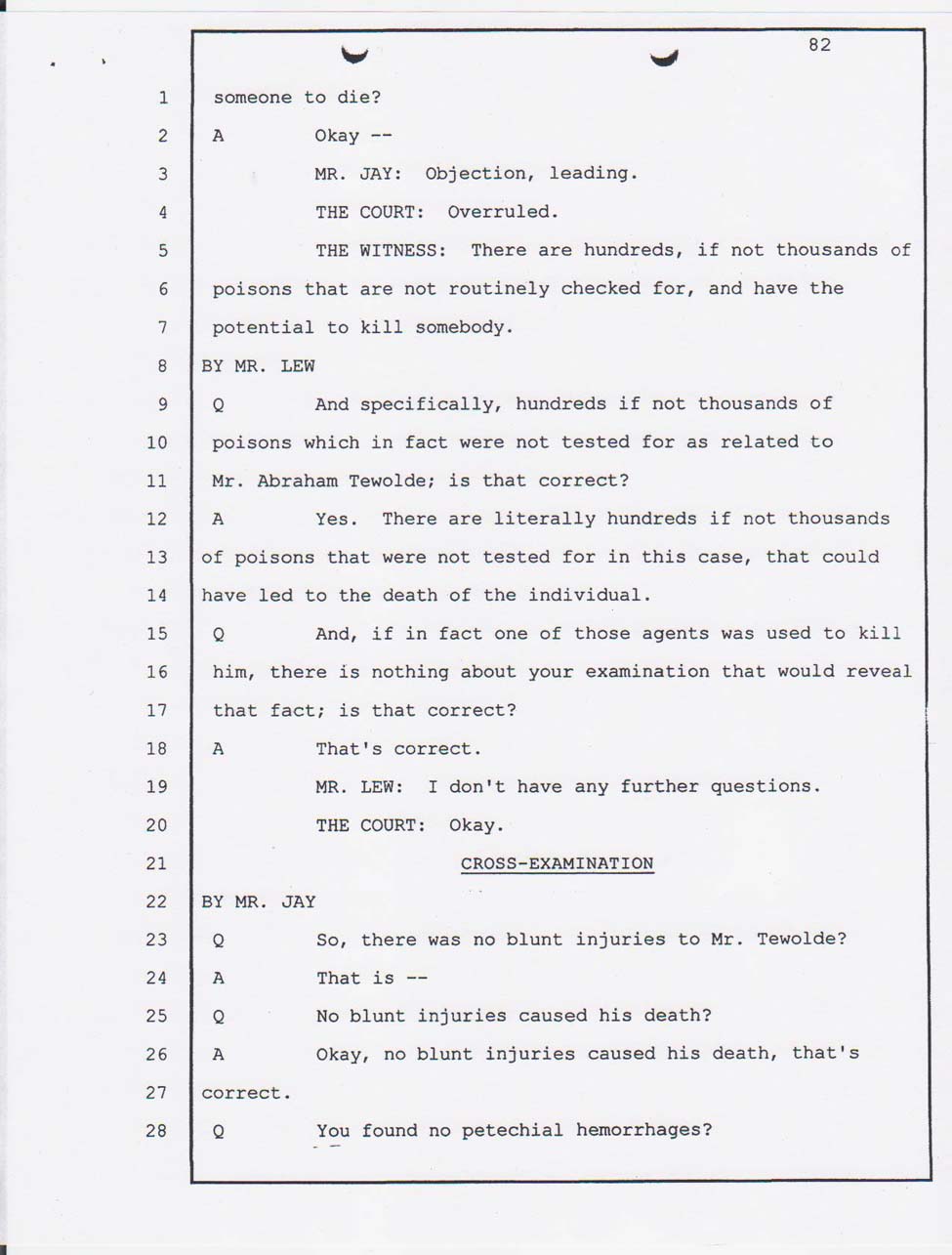 Dr. Thomas Rogers's Alameda County Coroner's office pathologist court testimony Jan. 24, 2008