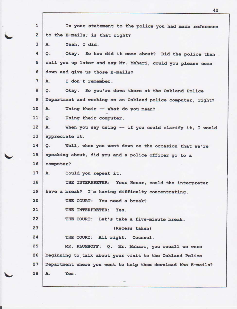 Merhawi's court testimony Feb. 01, 2008