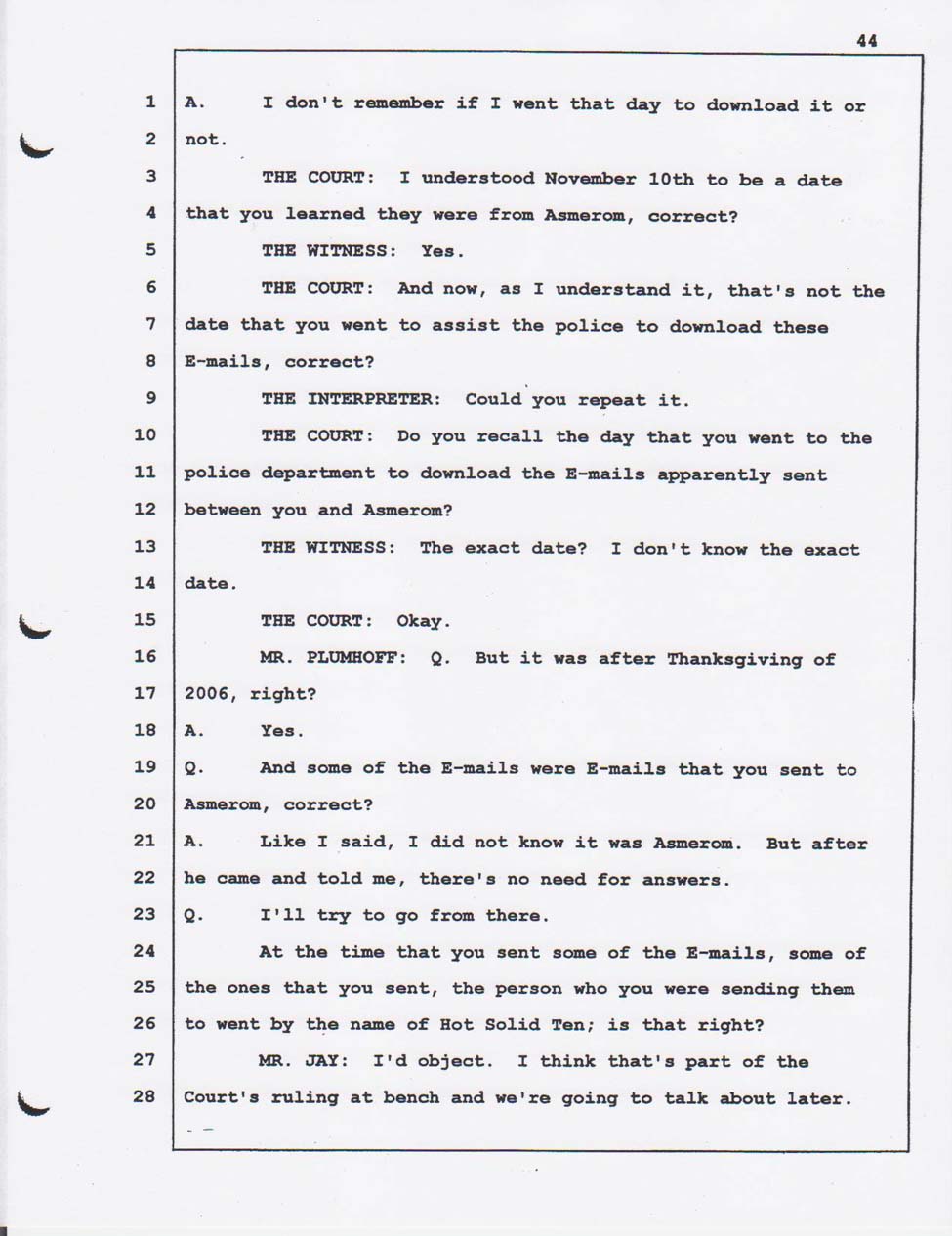 Merhawi's court testimony Feb. 01, 2008