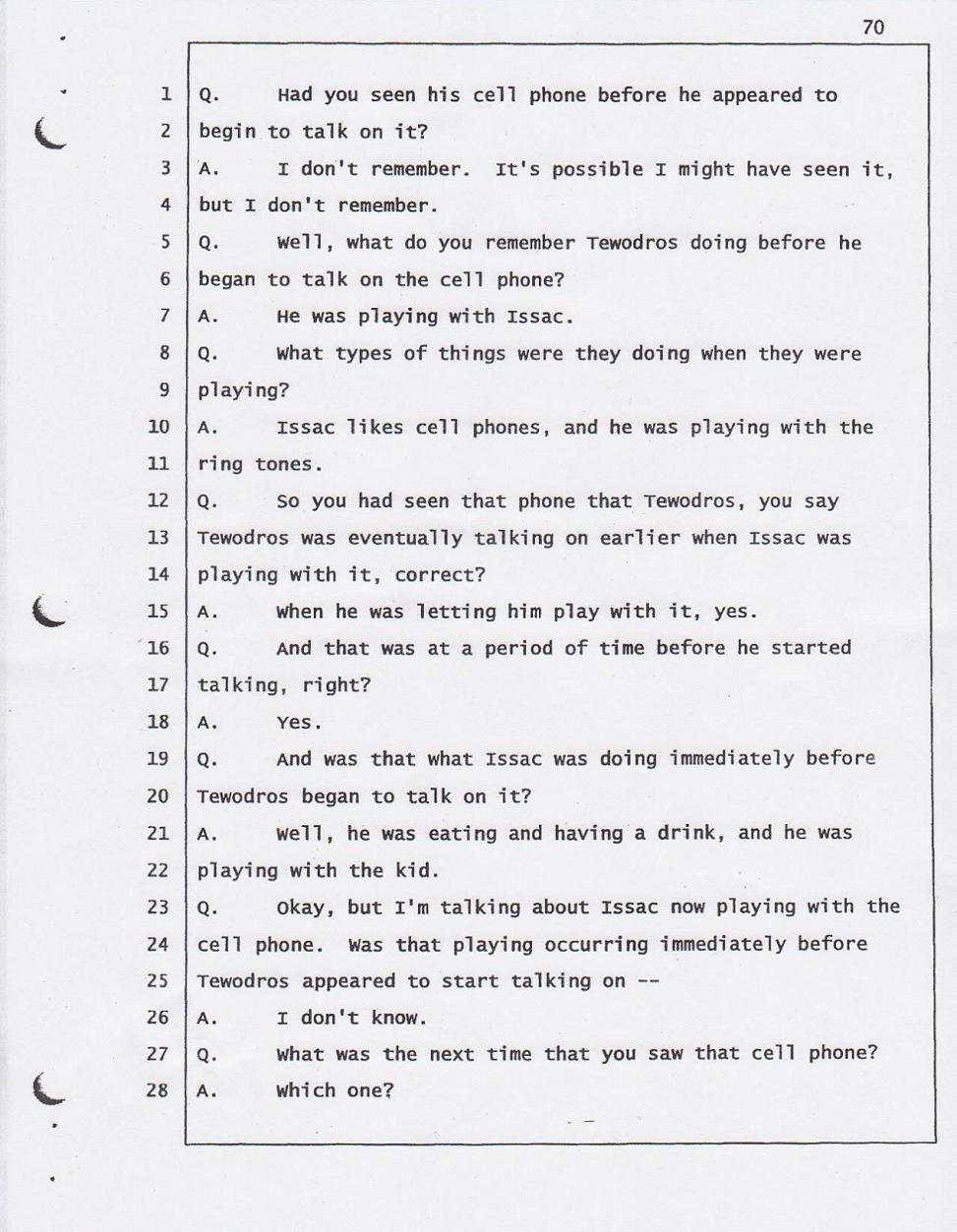 Yehferom's court testimony May 13, 2008.